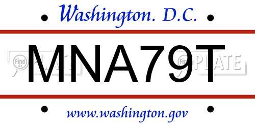 MNA79T District Of Columbia License Plate