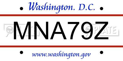 MNA79Z District Of Columbia License Plate