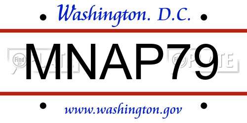 MNAP79 District Of Columbia License Plate