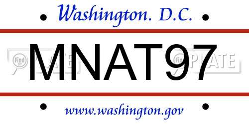 MNAT97 District Of Columbia License Plate
