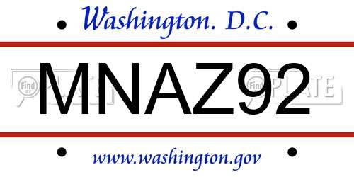 MNAZ92 District Of Columbia License Plate