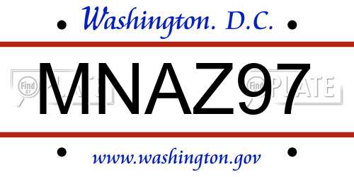 MNAZ97 District Of Columbia License Plate