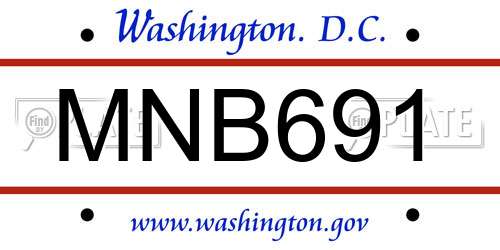 MNB691 District Of Columbia License Plate