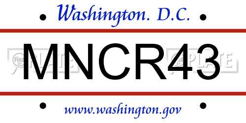 MNCR43 District Of Columbia License Plate