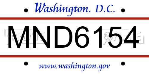 MND6154 District Of Columbia License Plate