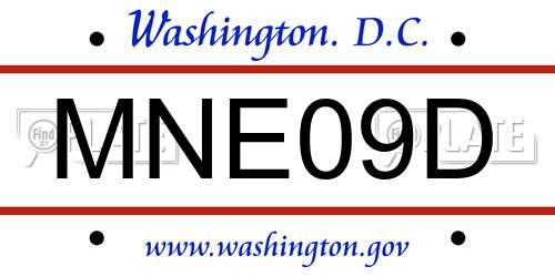 MNE09D District Of Columbia License Plate