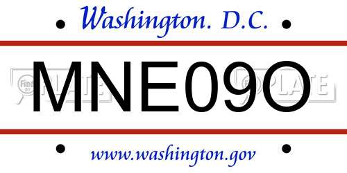 MNE09O District Of Columbia License Plate