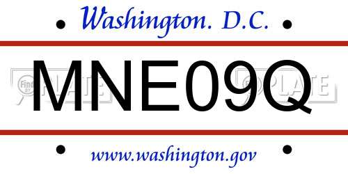 MNE09Q District Of Columbia License Plate