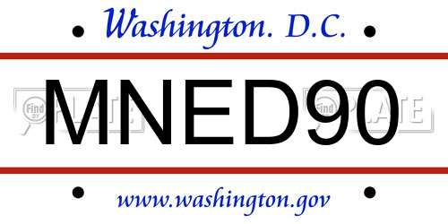 MNED90 District Of Columbia License Plate