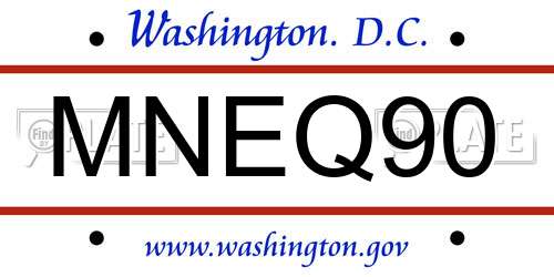 MNEQ90 District Of Columbia License Plate