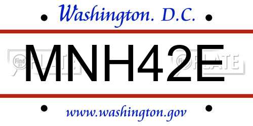 MNH42E District Of Columbia License Plate