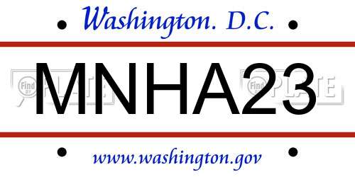 MNHA23 District Of Columbia License Plate