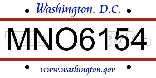 MNO6154 District Of Columbia License Plate
