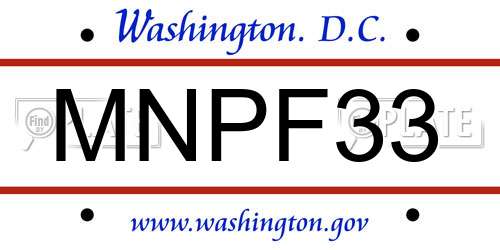 MNPF33 District Of Columbia License Plate