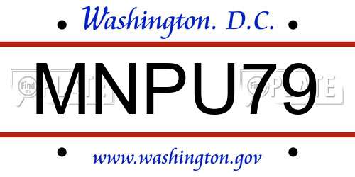 MNPU79 District Of Columbia License Plate