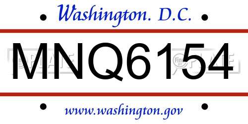 MNQ6154 District Of Columbia License Plate