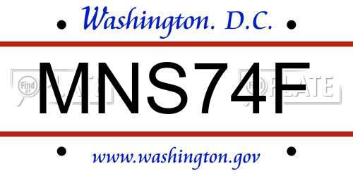 MNS74F District Of Columbia License Plate