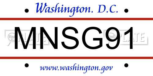 MNSG91 District Of Columbia License Plate