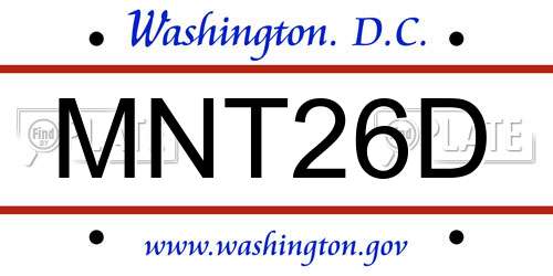 MNT26D District Of Columbia License Plate