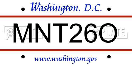 MNT26O District Of Columbia License Plate