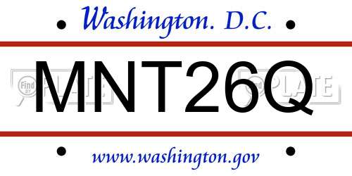 MNT26Q District Of Columbia License Plate