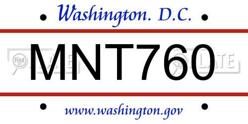 MNT760 District Of Columbia License Plate