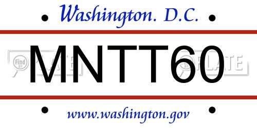 MNTT60 District Of Columbia License Plate
