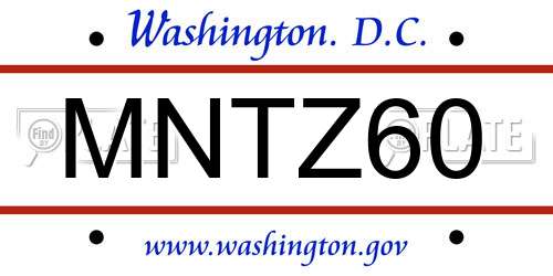 MNTZ60 District Of Columbia License Plate