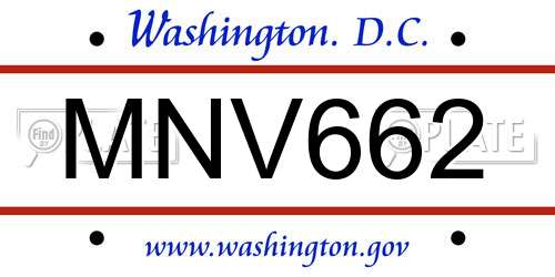 MNV662 District Of Columbia License Plate