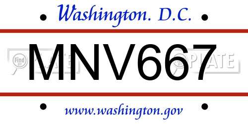 MNV667 District Of Columbia License Plate