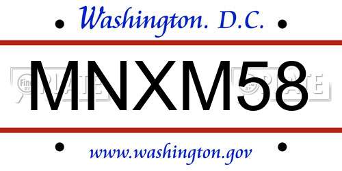MNXM58 District Of Columbia License Plate