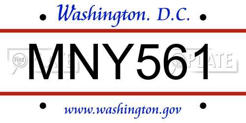 MNY561 District Of Columbia License Plate