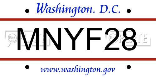 MNYF28 District Of Columbia License Plate