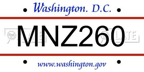 MNZ260 District Of Columbia License Plate