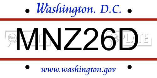 MNZ26D District Of Columbia License Plate