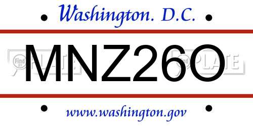 MNZ26O District Of Columbia License Plate