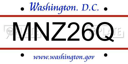 MNZ26Q District Of Columbia License Plate