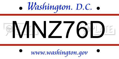MNZ76D District Of Columbia License Plate