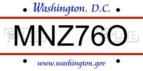 MNZ76O District Of Columbia License Plate