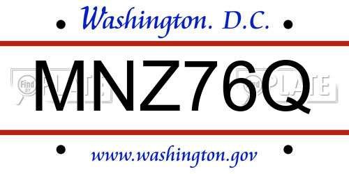 MNZ76Q District Of Columbia License Plate