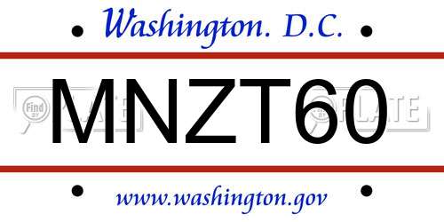 MNZT60 District Of Columbia License Plate