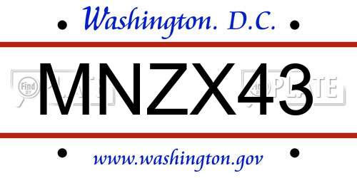 MNZX43 District Of Columbia License Plate