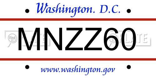 MNZZ60 District Of Columbia License Plate