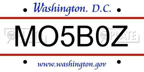 MO5B0Z District Of Columbia License Plate