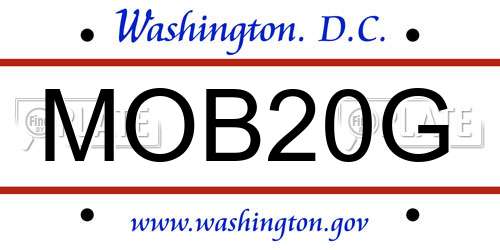 MOB20G District Of Columbia License Plate