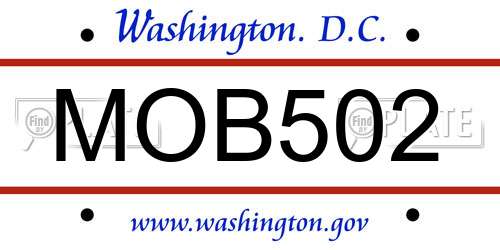 MOB502 District Of Columbia License Plate
