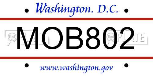 MOB802 District Of Columbia License Plate