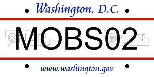 MOBS02 District Of Columbia License Plate