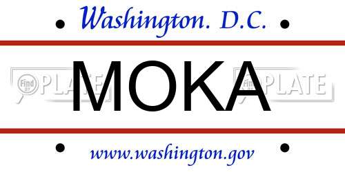 MOKA District Of Columbia License Plate