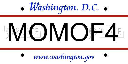 MOMOF4 District Of Columbia License Plate